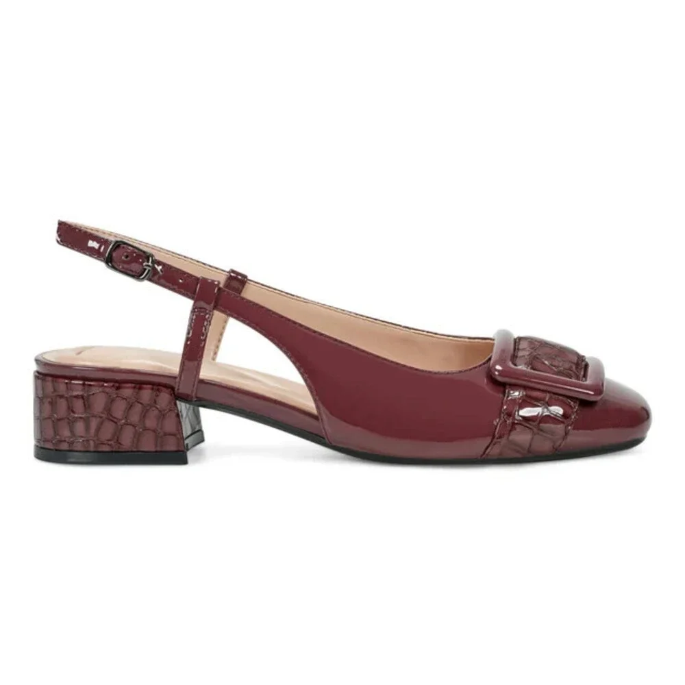 Easy Spirit Jola Pumps Women's 10 Red Patent Leather Block Heel Slingback PQ603
